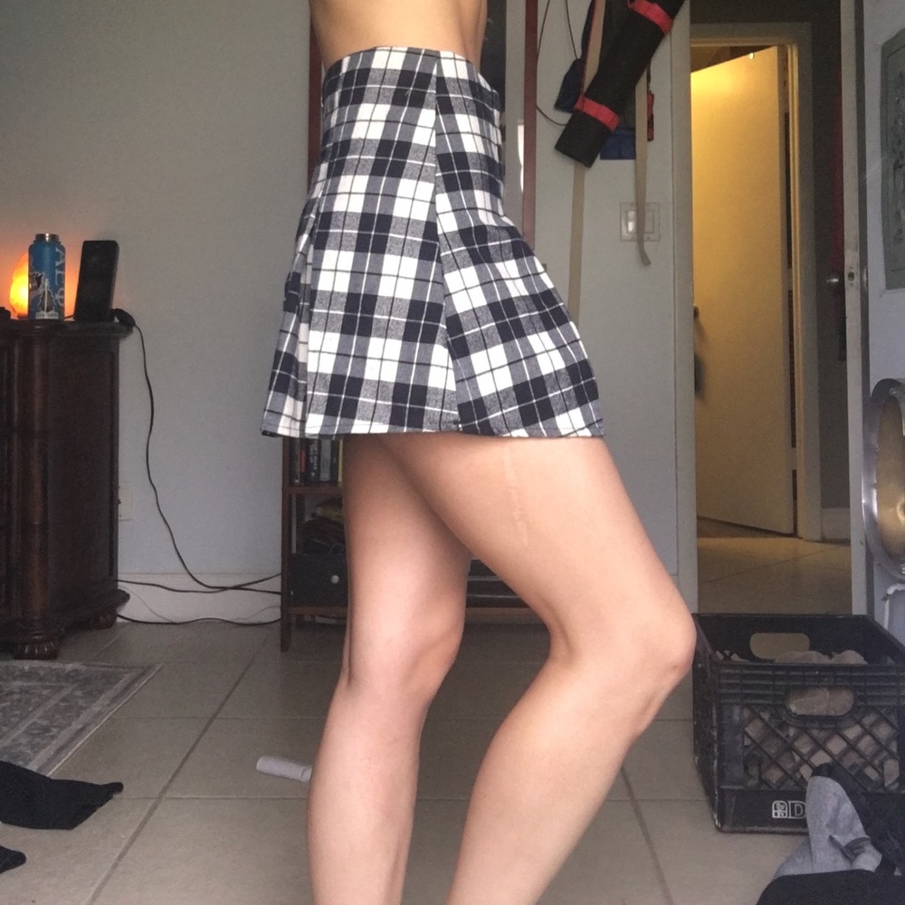 blue plaid schoolgirl skirt
